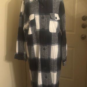 Stylish Black and White Plaid Utility Jacket